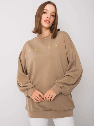 Ciemnobeżowa bluza z napisem Adelynn - zdjęcie 3