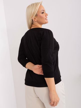 Czarna damska bluzka plus size z napisem - zdjęcie 2