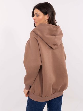 Brązowa damska bluza kangurka o kroju oversize - zdjęcie 2