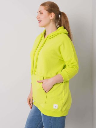 Limonkowa bluza plus size z kieszenią Gioia - zdjęcie 2