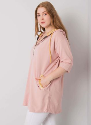 Brudnoróżowa bluza plus size na suwak Lounes - zdjęcie 2