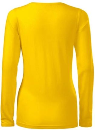 Koszulka z długim rękawem damska longsleeve żółta SLIM 139 - zdjęcie 2