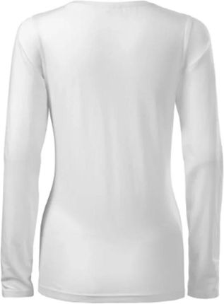 Koszulka z długim rękawem damska longsleeve biała SLIM 139 - zdjęcie 2