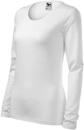 Koszulka z długim rękawem damska longsleeve biała SLIM 139 - zdjęcie 3