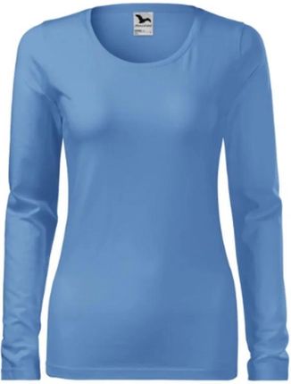 Koszulka z długim rękawem damska longsleeve błękitna SLIM 139 - zdjęcie 2