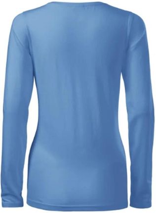 Koszulka z długim rękawem damska longsleeve błękitna SLIM 139 - zdjęcie 3