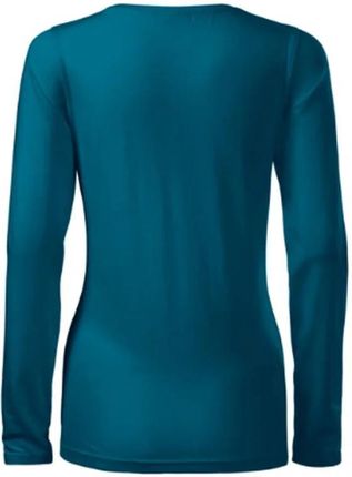 Koszulka z długim rękawem damska longsleeve petrol SLIM 139 - zdjęcie 2