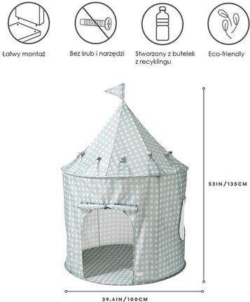3 Sprouts Namiot Dla Dzieci Recycled Gingham Blue - zdjęcie 2