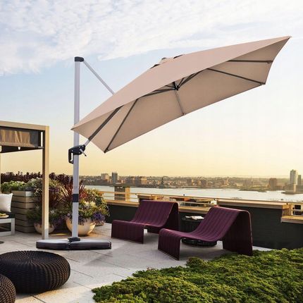 Costway Parasol Z Podstawą Krzyżową I Aluminiowym Słupkiem 300x261cm Brązowy Np11584Cf - zdjęcie 4