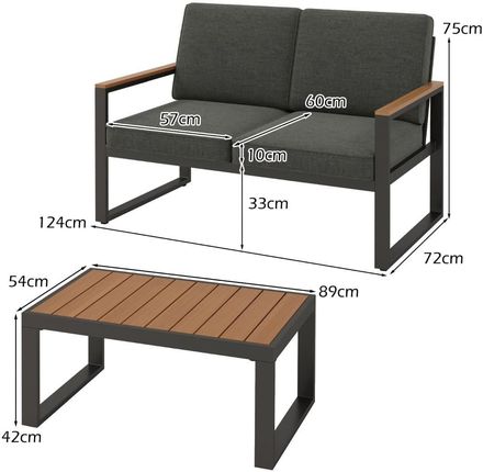 Costway 2-Częściowy Komplet Mebli Ogrodowych Sofa I Stolik Np11997Gra - zdjęcie 2