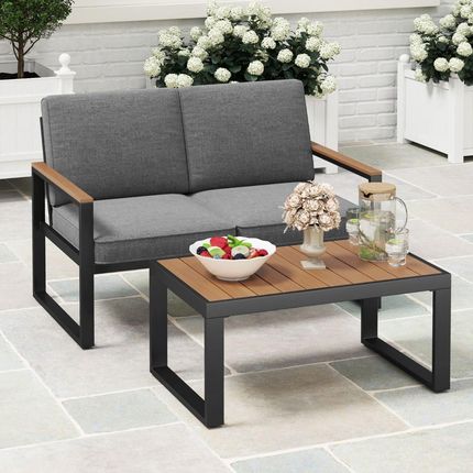 Costway 2-Częściowy Komplet Mebli Ogrodowych Sofa I Stolik Np11997Gra - zdjęcie 4