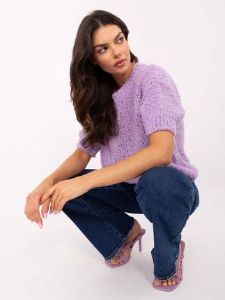 Italy Moda Liliowy Damski Sweter Oversize Z Okrągłym Dekoltem - zdjęcie 5