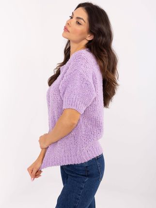 Italy Moda Liliowy Damski Sweter Oversize Z Okrągłym Dekoltem - zdjęcie 2