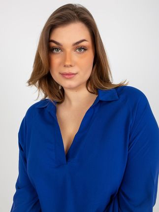 Lakerta Ciemnoniebieska Koszulowa Bluzka Plus Size Z Wiskozy - zdjęcie 2