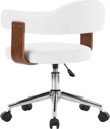Dkd Home Decor Obrotowe Krzesło Biurowe Z Białego Drewna Giętego I Imitacji Skóry - zdjęcie 2