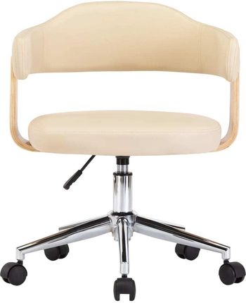 Dkd Home Decor Obrotowe Krzesło Biurowe Z Kremowego Drewna Giętego I Imitacji Skóry - zdjęcie 2