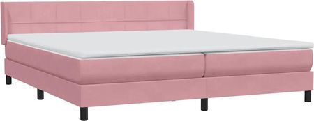 Łóżko typu Box Spring z materacem różowe 180x220 cm aksamitne - zdjęcie 3