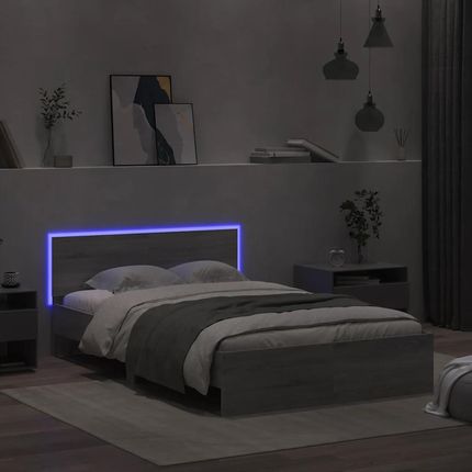 Rama łóżka z wezgłowiem i LED, szary dąb sonoma, 135x190 cm - zdjęcie 3