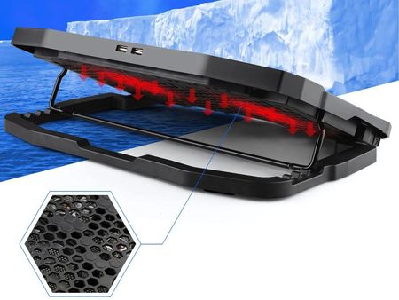 PODKŁADKA PODSTAWKA CHŁODZĄCA POD LAPTOPA LED REGULOWANA Z PORTEM USB - zdjęcie 4
