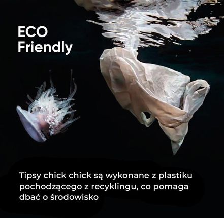 ECO tipsy CHICK CHICK zdejmowane osobno - przezroczyste migdałowe matowe, 50 szt na kółku - zdjęcie 2