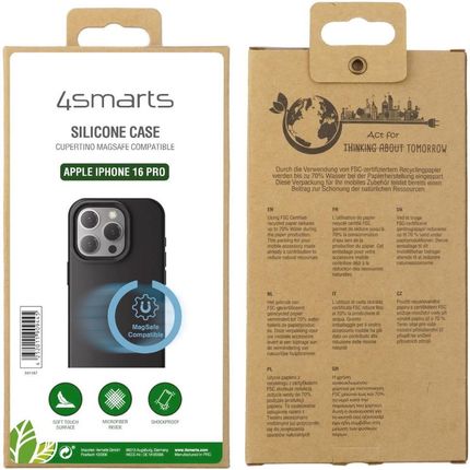 4Smarts Silicone Case Cupertino Futerał Backcase Apple Iphone 16 Pro Czarny Ładowarka Indukcyjna - zdjęcie 2