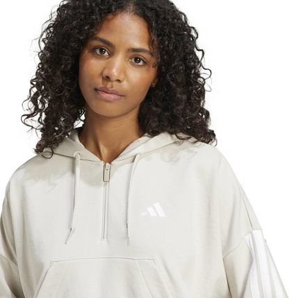Bluza z kapturem damska adidas ESSENTIALS 3-STRIPES beżowa JN1958 - zdjęcie 2
