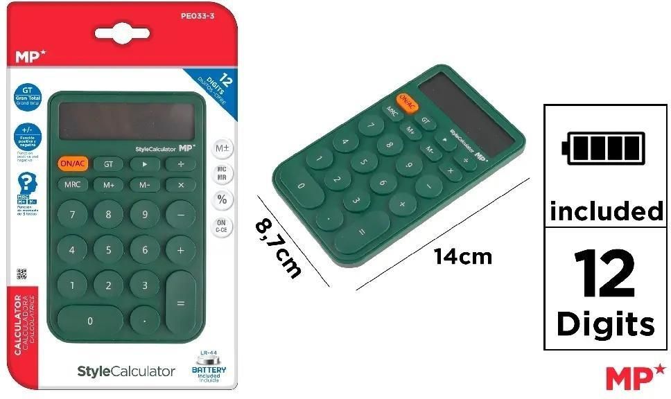Zdjęcie Mp Main Paper Kalkulator 8,7X14Cm Zielony (ATE678094) - Koprzywnica