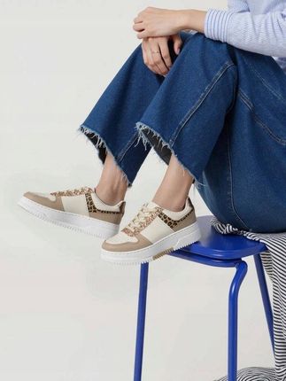 Damskie Sneakersy ASTRYA Buty Sportowe Trampki beżowe biała podeszwa 40 - zdjęcie 3