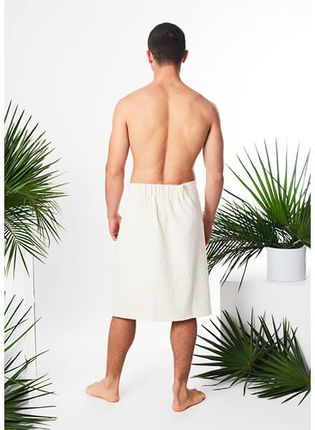 Kilt frotte z kieszenią wiązany OEKO-TEX® YEYE Made in Nature L/XL Ecru - zdjęcie 3