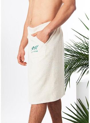 Kilt frotte z kieszenią wiązany OEKO-TEX® YEYE Made in Nature L/XL Ecru - zdjęcie 6