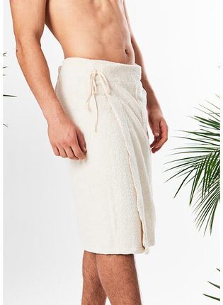 Kilt frotte z kieszenią wiązany OEKO-TEX® YEYE Made in Nature S/M Ecru - zdjęcie 6