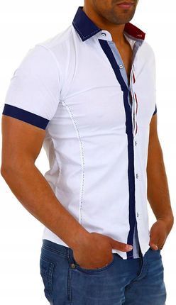 Koszula Męska Casual Elegant Codzienna Bawełniana Regular Kontrast - zdjęcie 3