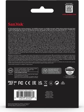 SANDISK SDSQXFN-256G-GN4NN KARTA SANDISK EXPRESS microSDXC 256GB (880/650 MB/s) EX C10 U3 UHS-I - zdjęcie 2