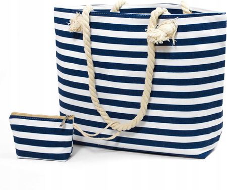 Torba Plażowa Duża Zapinana Na Zamek Torebka Shopper z Podszewką Piknik XXL - zdjęcie 2