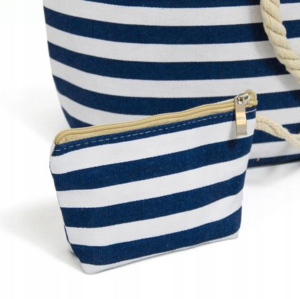 Torba Plażowa Duża Zapinana Na Zamek Torebka Shopper z Podszewką Piknik XXL - zdjęcie 5
