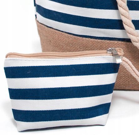 Torba Plażowa Duża Zapinana Na Zamek Torebka Shopper z Podszewką Piknik XXL - zdjęcie 5