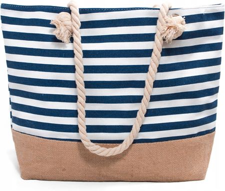 Torba Plażowa Duża Zapinana Na Zamek Torebka Shopper z Podszewką Piknik XXL - zdjęcie 3
