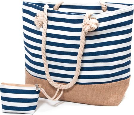 Torba Plażowa Duża Zapinana Na Zamek Torebka Shopper z Podszewką Piknik XXL - zdjęcie 4