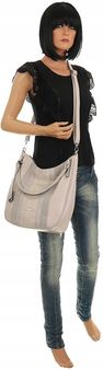 SILVIA ROSA Włoska Torebka Damska Listonoszka Worek Shopper SR8264 Grey - zdjęcie 3