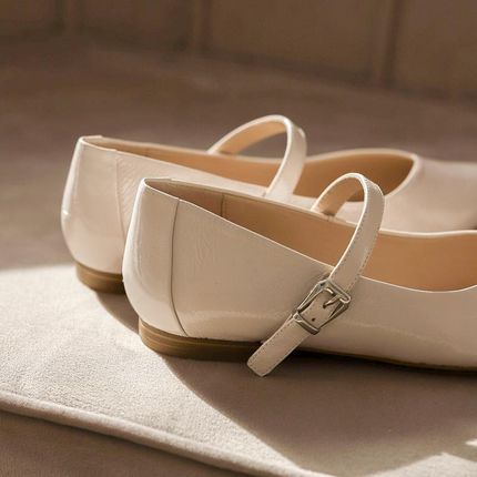 Lakierowane balerinki - CAPRICE 9-22112-44 KREMOWE - zdjęcie 3