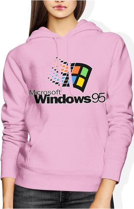 Windows 95 vintage retro Damska bluza z kapturem (L, Czerwony) - zdjęcie 2