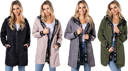 Fashion Letnia Luźna Kurtka Z Suwakami Prosta Parka Z Kapturem XL - zdjęcie 3