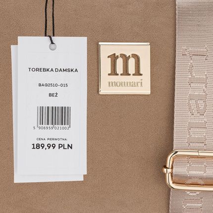 Monnari Torebka Damska Listonoszka Camel Zamsz Regulowany Pasek - zdjęcie 3