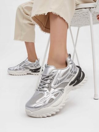 Damskie Sneakersy ZERON BUTY SPORTOWE SREBRNE BŁYSZCZĄCE 38 - zdjęcie 3