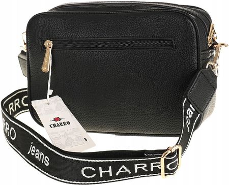CHARRO Włoska Torebka Damska Kuferek Miejska Listonoszka CH966827 Black - zdjęcie 2
