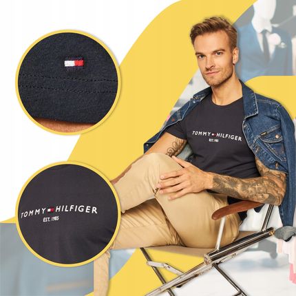Koszulka męska t-shirt męski granatowy logo tommy hilfiger bawełna r.XL - zdjęcie 3