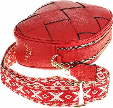 CHARRO Włoska Torebka Damska Listonoszka Kuferek na Ramię CH667863 Red - zdjęcie 3