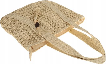 Torebka Damska Koszyk Słomiany na Ramię BOHO Plażowa Pojemna 2024012 Beige - zdjęcie 2