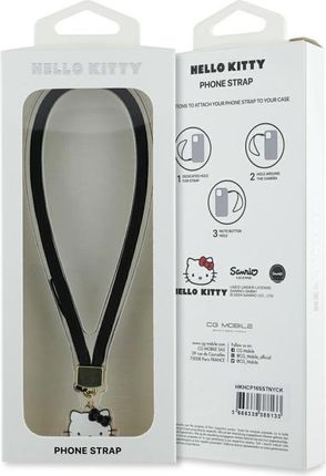 Hello Kitty Nylon Cord Kitty Head - Zawieszka do telefonu (czarny) - zdjęcie 3