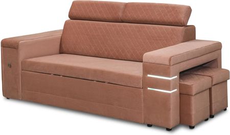 Nowoczesna Sofa KESLER I, podświetlenie + 2 x pufy, ruchome zagłówki - zdjęcie 5